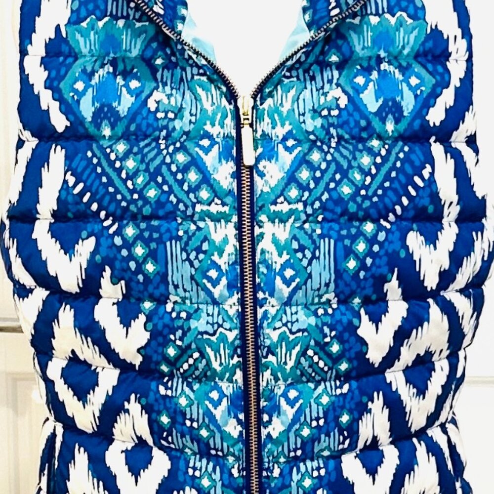 LILLY PULITZER IKAT PRINT PUFFER JACKET/ VEST MEDIUM NWOT - Picture 2 of 9